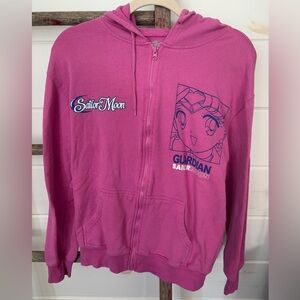 Sailor moon pink zip-up hoodie size women’s extra small